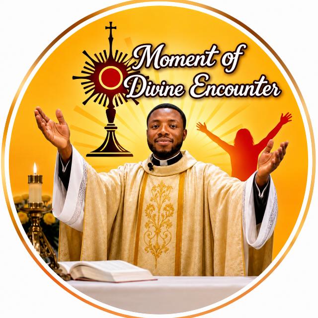 Rev. Fr. Quansah SMA with the Moment of Divine Encounter emblem